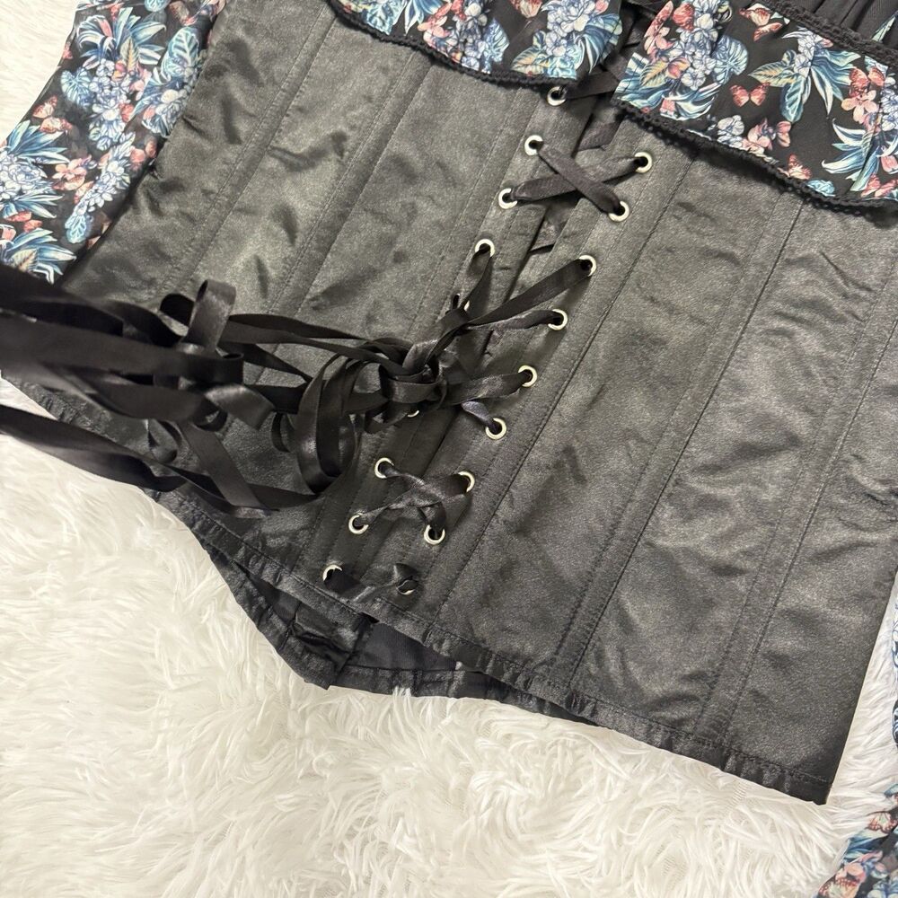 Corset Story Elegant Overbust Corset Top Floral Chiffon Sleeves US 16 NEW 36'' - Picture 8 of 15